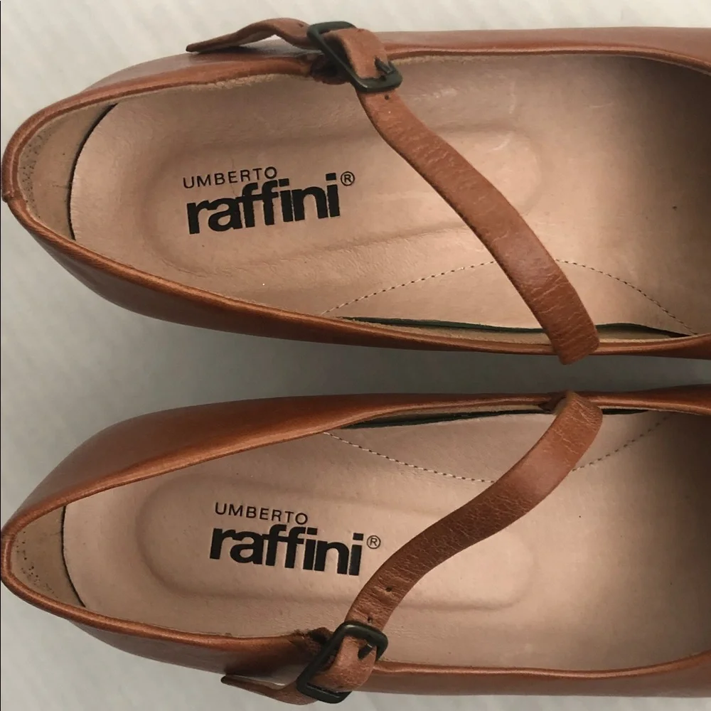 Brown Leather Mary Janes Umberto Raffini Heels Size 36